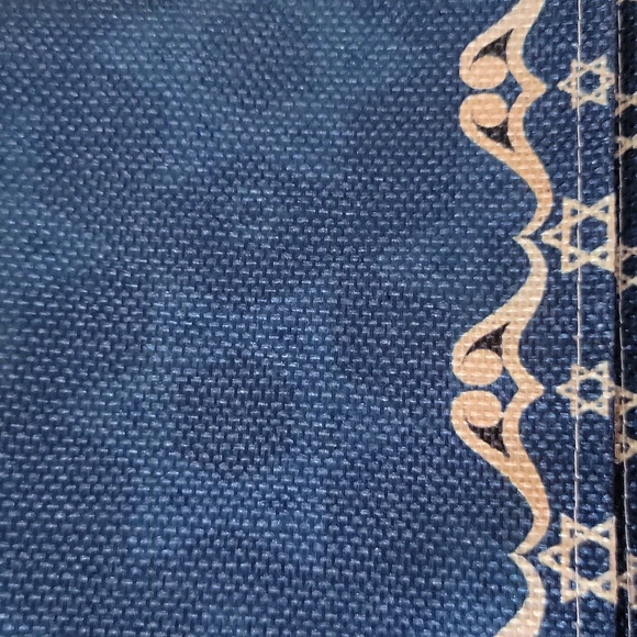 Happy Passover Table Runner Matzoh Wine  Holiday Symbols Blue Gold 14"x 72" NEW - Picture 7 of 12